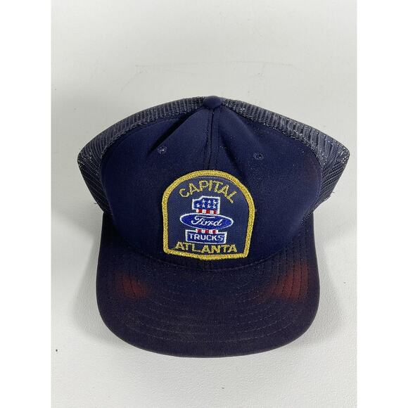 Ford Capital Atlanta Vintage Trucker Hat 1980’s Blue Mesh Snapback Cap USA Made - Picture 1 of 8